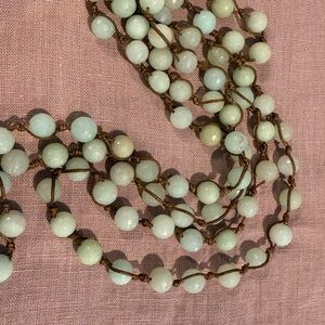 Long aqua bead necklace